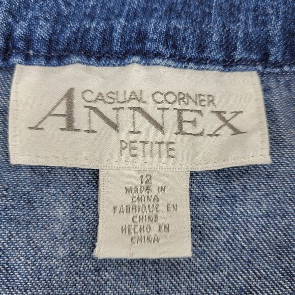 12P VINTAGE Boho CASUAL CORNER FLORAL APPLIQUE FLOWER DENIM JEAN SKIRT 12 PETITE - Picture 6 of 13